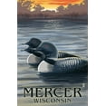 thumbnail image 3 of Mercer, Wisconsin, Loons at Sunset (100% Cotton Canvas Reusable Tote Bag), 3 of 3