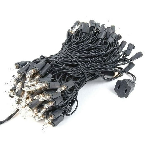 Novelty Lights Clear 100 Light Incandescent Mini Christmas String Lights Black Wire 50 Feet