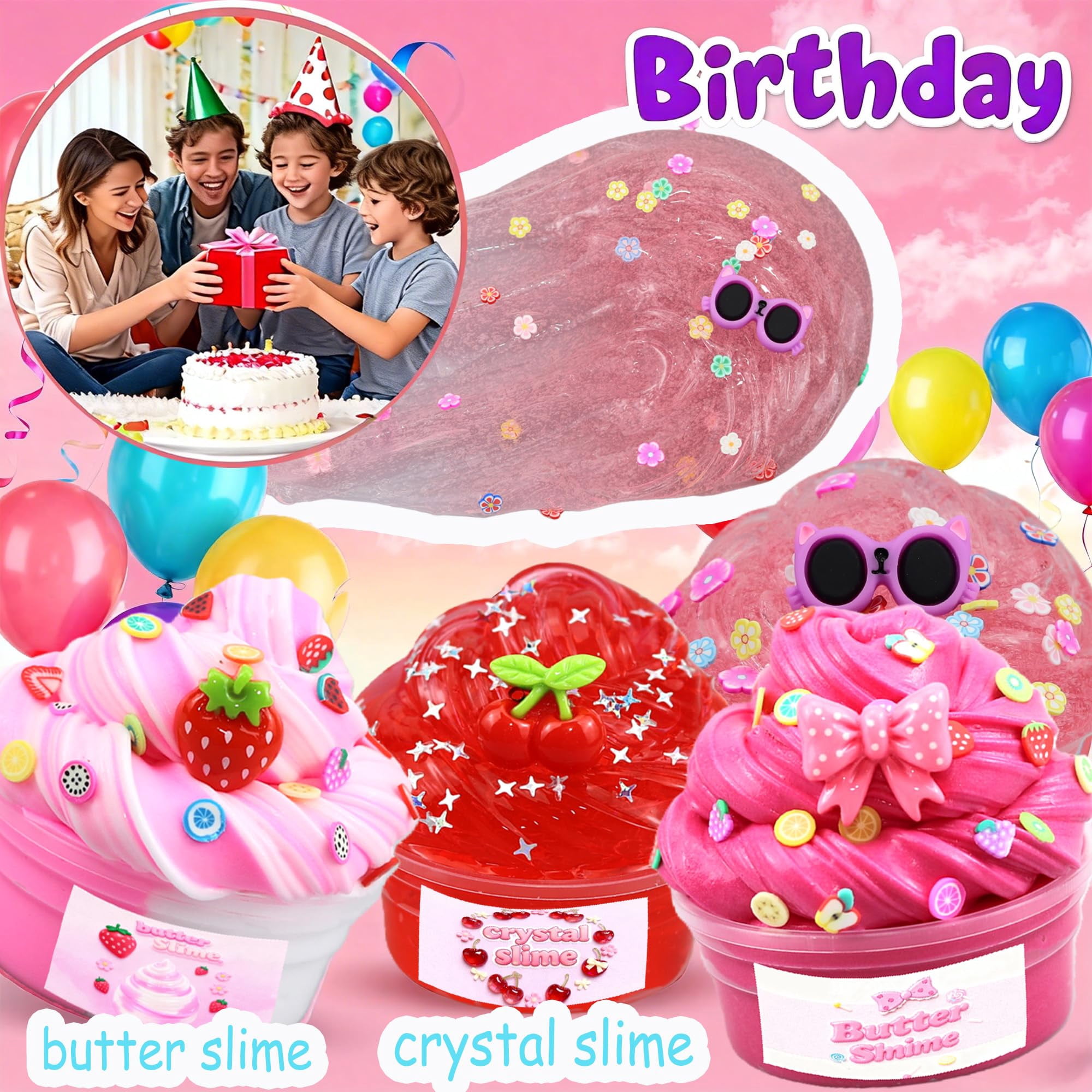 12 Pack Slime kit,DIY Butter Slime,Stress Relief Toys,Craft Toy, for Girl and Boys Party Favors,Easter Basket Fillings and Birthday Gift
