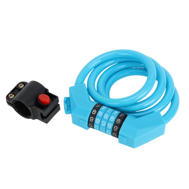 Cerradura de cable en espiral de candado para bicicleta de Unique Bargains, pesada, reiniciable, de 5 dígitos, 130 cm, azul, 1 juego