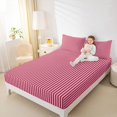 thumbnail image 3 of Castle Fairy Abstract Vertical Stripes Bed Sheets 4-Piece,Minimalist Linear Band Full Size Sheets,Lavender Red,1 Flat Sheet, 1 Fitted Sheet and 2 Pillowcases, 3 of 7