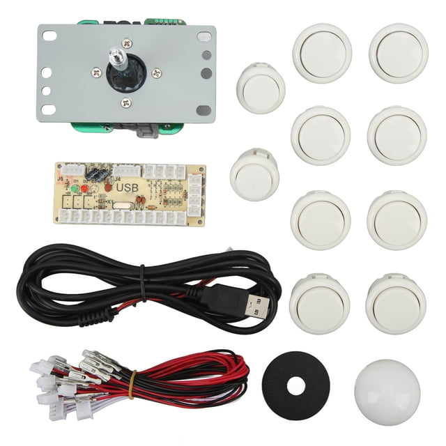 Controlador USB DIY para computadora, joysticks de bola ovalada con chip de control para juegos arcade, color blanco