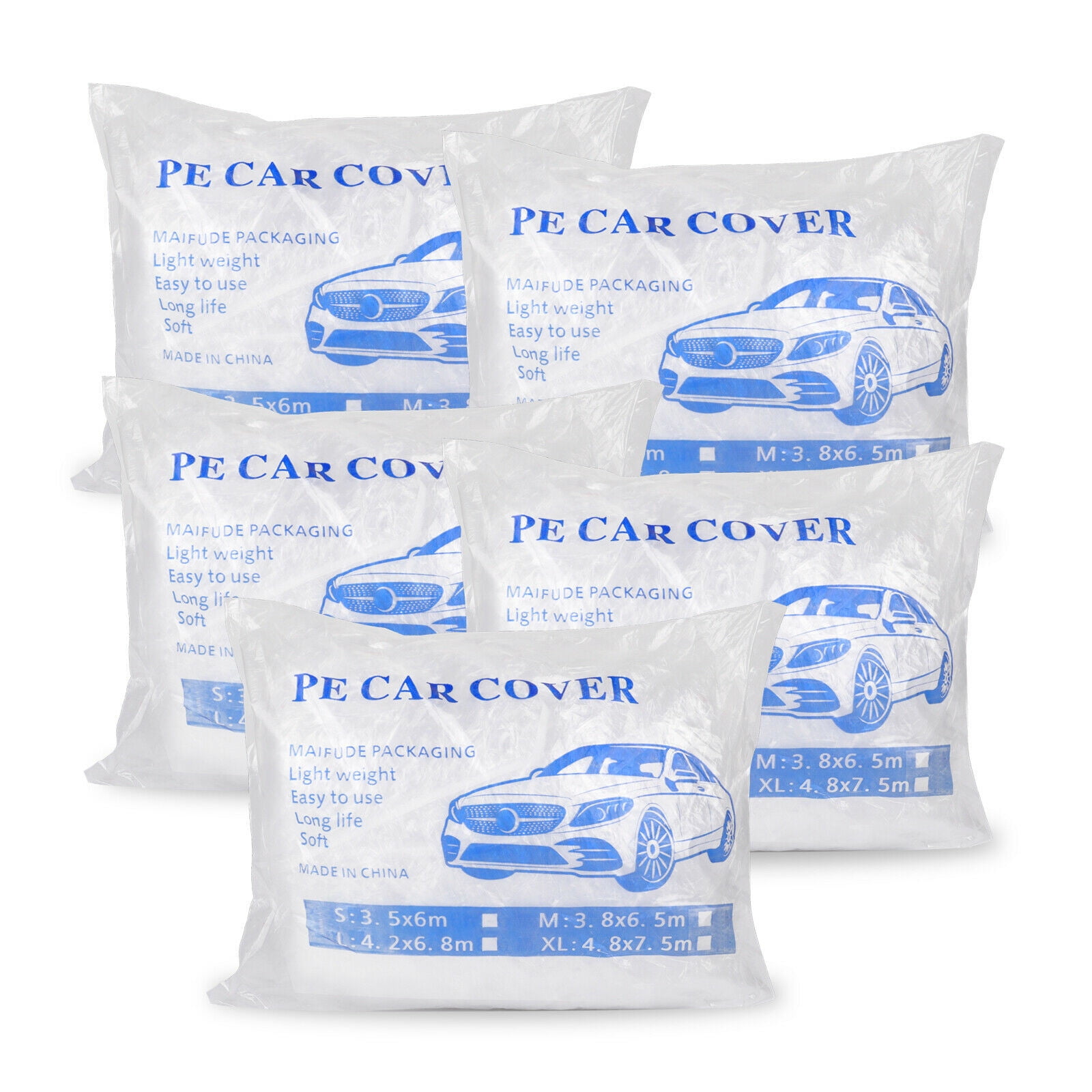 Autoster 2/5 Pack Universal Disposable Car Cover Plastic Clear Protect