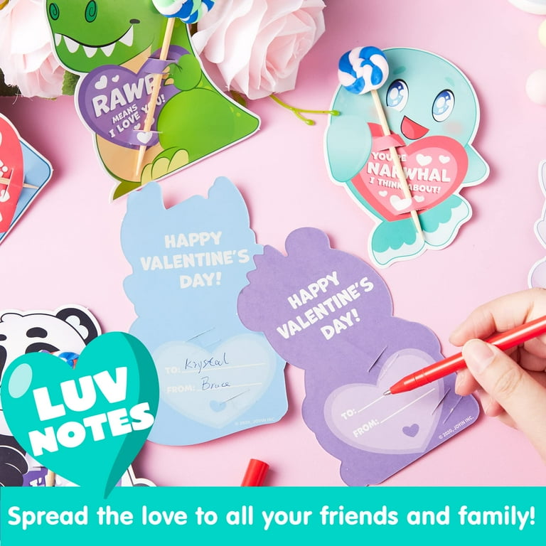 SYNCFUN 36-Pack Valentines Day Animal Design Cards, Classroom