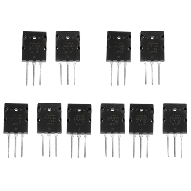 Transistor de audio de alta potencia combinado 2SA1943 2SC5200 de 5 pares, color negro