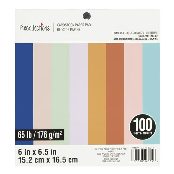 6" x 6.5" Home Decor Cardstock Paper Pad by Recollections - Acid and Lignin Free Paper for Scrapbooks - Arts & Crafts - 6 Pack