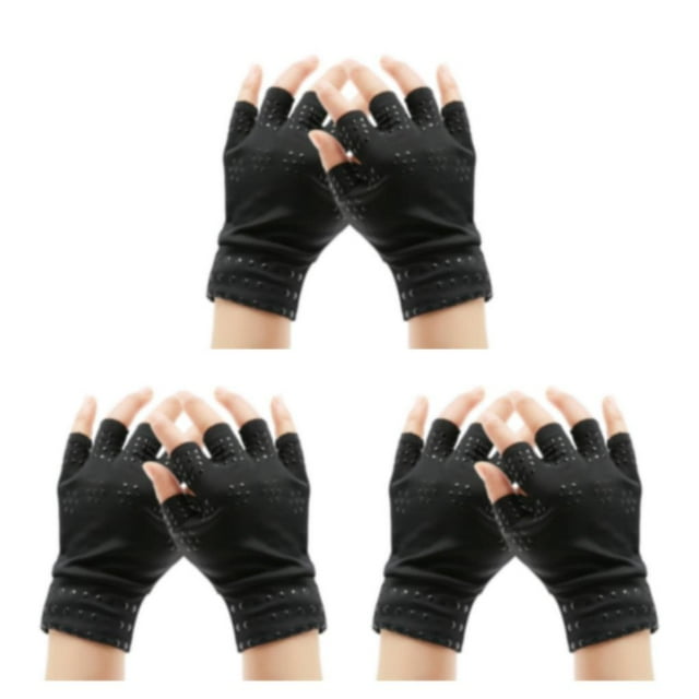 Qarigey Experimente los beneficios de los guantes de compresión Guantes sin dedos de terapia magnética compactos y livianos black black dot Type1 NO1