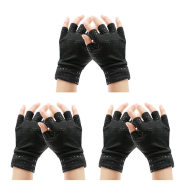 Qarigey Experimente los beneficios de los guantes de compresión Guantes sin dedos de terapia magnética compactos y livianos black black dot Type1 NO1