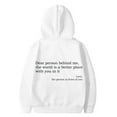 thumbnail image 4 of Arlun Fashion Letter Printed Hoodies for Women Loose Comfortable Long Sleeve Pullover Sweatshirt Casual Drawstring Preppy Hooded Tops with Pockets for Teen Girls White XL, 4 of 5