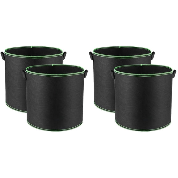 CIMAXIC  Round Breathable Portable Plant Grow Bags for Vegetables Herbs Flowers Black 4Pcs 6.7×11.8×5.9in