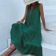 thumbnail image 5 of Wycnly Summer Dresses for Women Womens Dresses Beach Button up Loose Ruffle Swing Tank Long Dress Womens Elegant Solid V-Neck Sleeveless Maxi Dress, 5 of 6