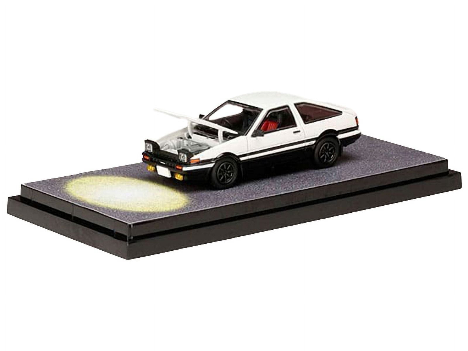 Toyota Sprinter Trueno (AE86) RHD White and Black "Engine Mounted Model VS Wataru Akiyama" 1/64 Diecast Model Car by Hobby Japan