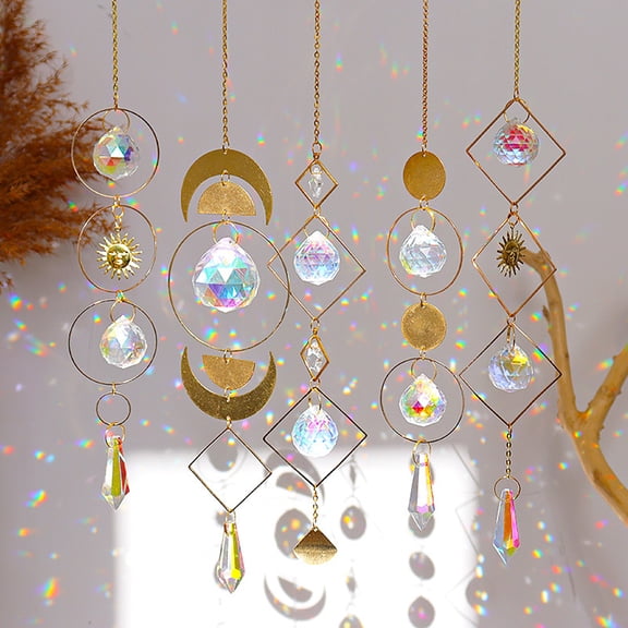 KGJQ Colorful Crystals Suncatcher, Hanging Sun Catcher with Chain, Crystal Balls Wind Chimes Ornament for Window Home Garden Christmas Day Party Wedding Decoration