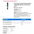 thumbnail image 2 of Rear Left Strut and Coil Spring Assembly - Compatible with 2015 - 2017 Toyota Camry 2016, 2 of 2