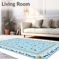 thumbnail image 2 of ODIKA 4'x6' Machine Washable Non-Slip Area Rug, Seashore Pebble Lighthouse Beacon Themed High Traffic Rug, Blue, 703649, 2 of 7