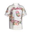 thumbnail image 2 of Letter Q Flower Graphic Hawaiian Shirts For Men, Summer Short-Sleeve Relaxed-Fit Button-Down Shirts 3x-Large, 2 of 9