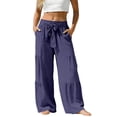thumbnail image 6 of Certgust Hot Sales Under $25 Pants Pants for Women Wide Leg Flowy Elastic Waist Drawstring with Pockets Summer Beach Vacation Clothes, 6 of 8