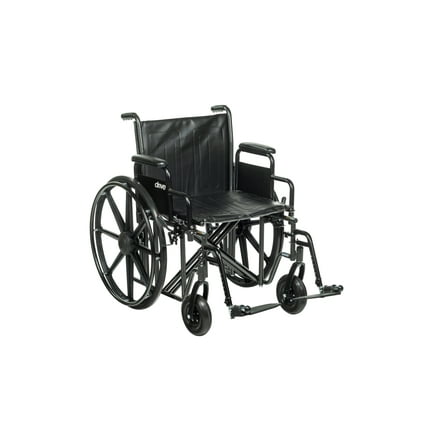 Drive Medical Sentra EC Heavy Duty Wheelchair, Detachable Desk Arms, Swing away Footrests, 24" Seat