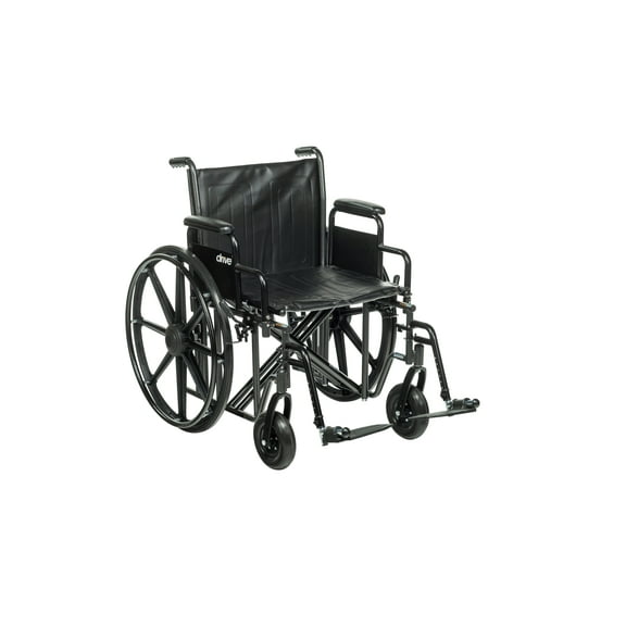 Drive Medical Sentra EC Heavy Duty Wheelchair, Detachable Desk Arms, Swing away Footrests, 24" Seat