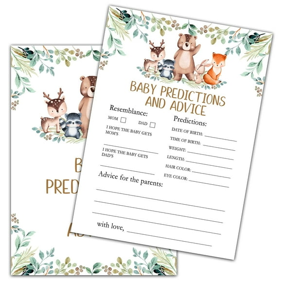 Jungle Adventure Baby Shower Game Cards - Fun Predictions and Advice for Parents, Perfect for Gender Reveal Parties, 30 Engaging Activities with Greenery Theme