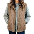thumbnail image 4 of WTOBBY Women's Solid Color Fashionable Zipper Button Pocket Vest Jacket, Stylish and Functional Vest Top for Casual and Layered Looks,Coffee M, 4 of 4