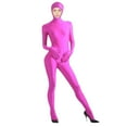 thumbnail image 5 of QIUOMBBP Mens Bodysuits Jumpsuit Unisex Novelty Slim Fit Hood Romper Solid Color Open Face Full Body Outfits, Hot Pink, M, 5 of 6
