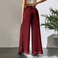 thumbnail image 6 of Costeam Womens Chiffon High Waist Wide Leg Pants Full Inner Lining Side Slip Pockets Full Length Lightweight Flowy Loose Straight Casual Dress Trousers, 6 of 7