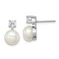 thumbnail image 1 of White Sterling Silver Earring Ball Women'S Cubic Zirconia CZ Clear Pearl Freshwater 15 mm 7 To 8 (Range), 1 of 2