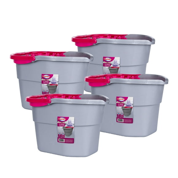 Kit 4 Cubetas Baldes Con Exprimidor Gris Reynera reynera 6-0-5152