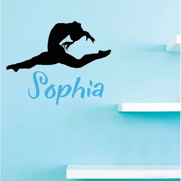 Personalized Name Vinyl Decal Sticker Custom Initial Wall Art Personalization Decor Sticker Ballet Ballerina Gymnastics Teen Girl Bedroom 10 Inches X 10 Inches