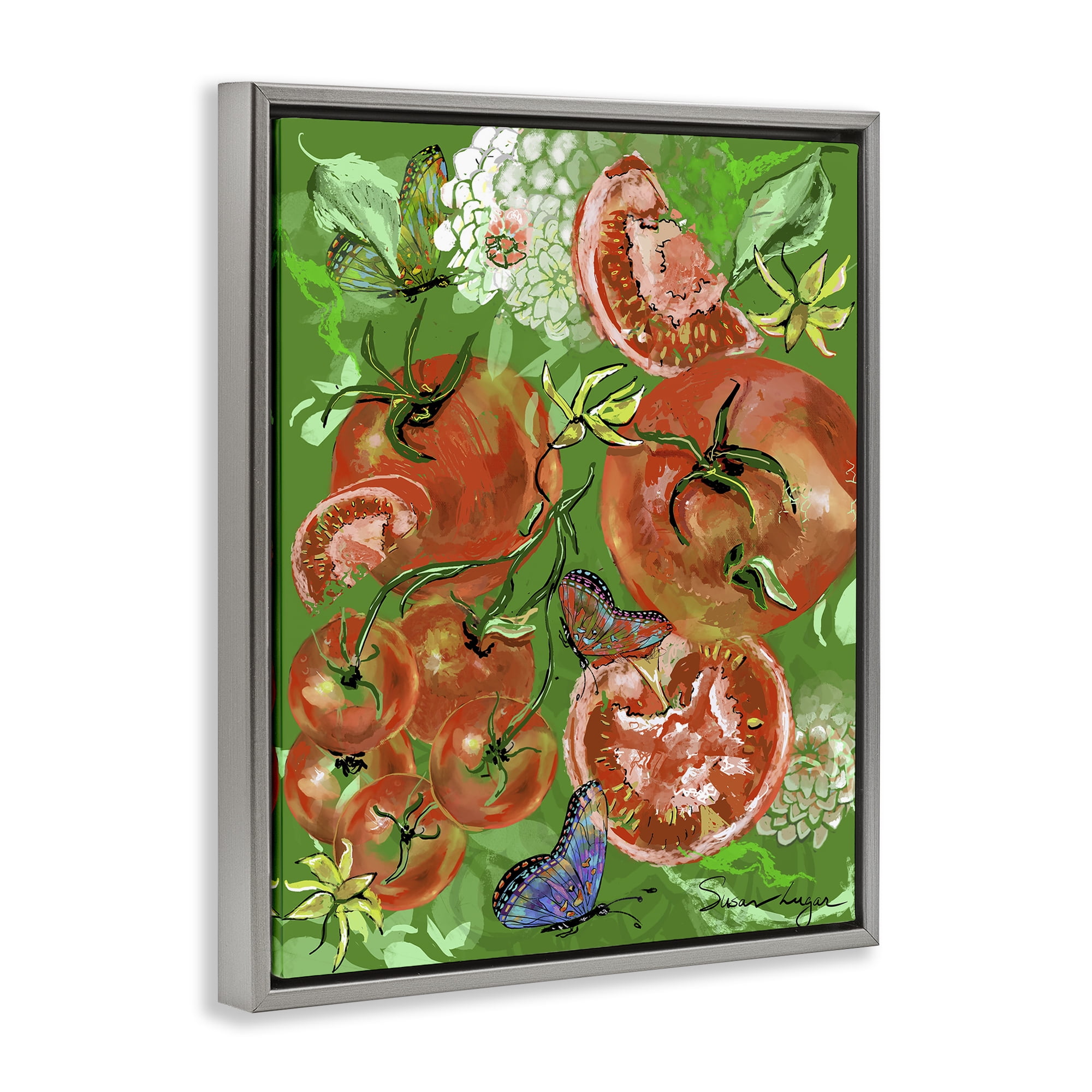 Stupell Industries Tomatoes Swirl Collage Gray Framed Floater Canvas Wall Art, design by Susan Lugar