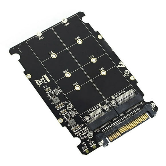 Right Angled 90 Degree 22 Pin to 7 Pin+15 Pin SATA Adapter with 2 in 1 M.2 NVMe M.2 Key M Key B SSD to U.2 Adapter