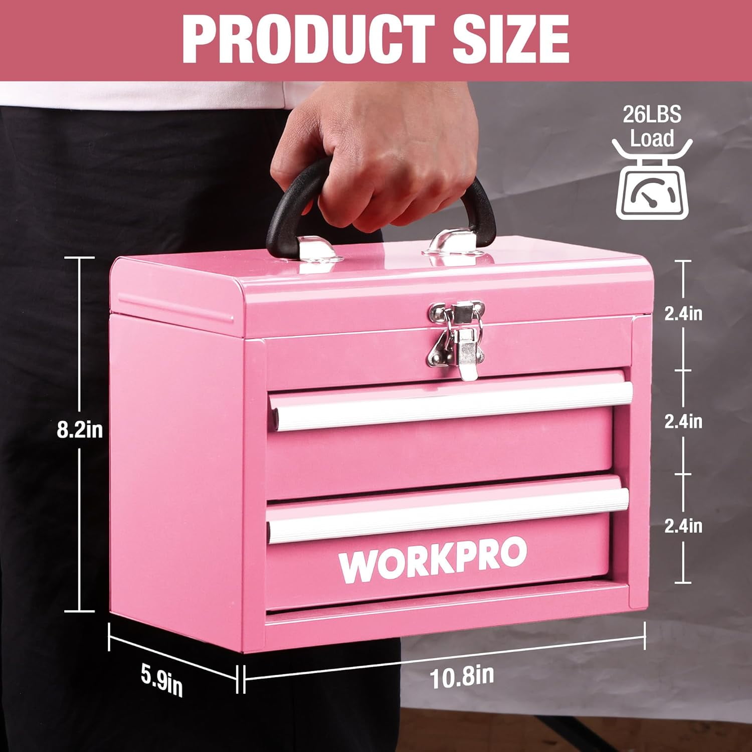 haoqianqian Portable Mini Metal Tool Box with 2 Drawers