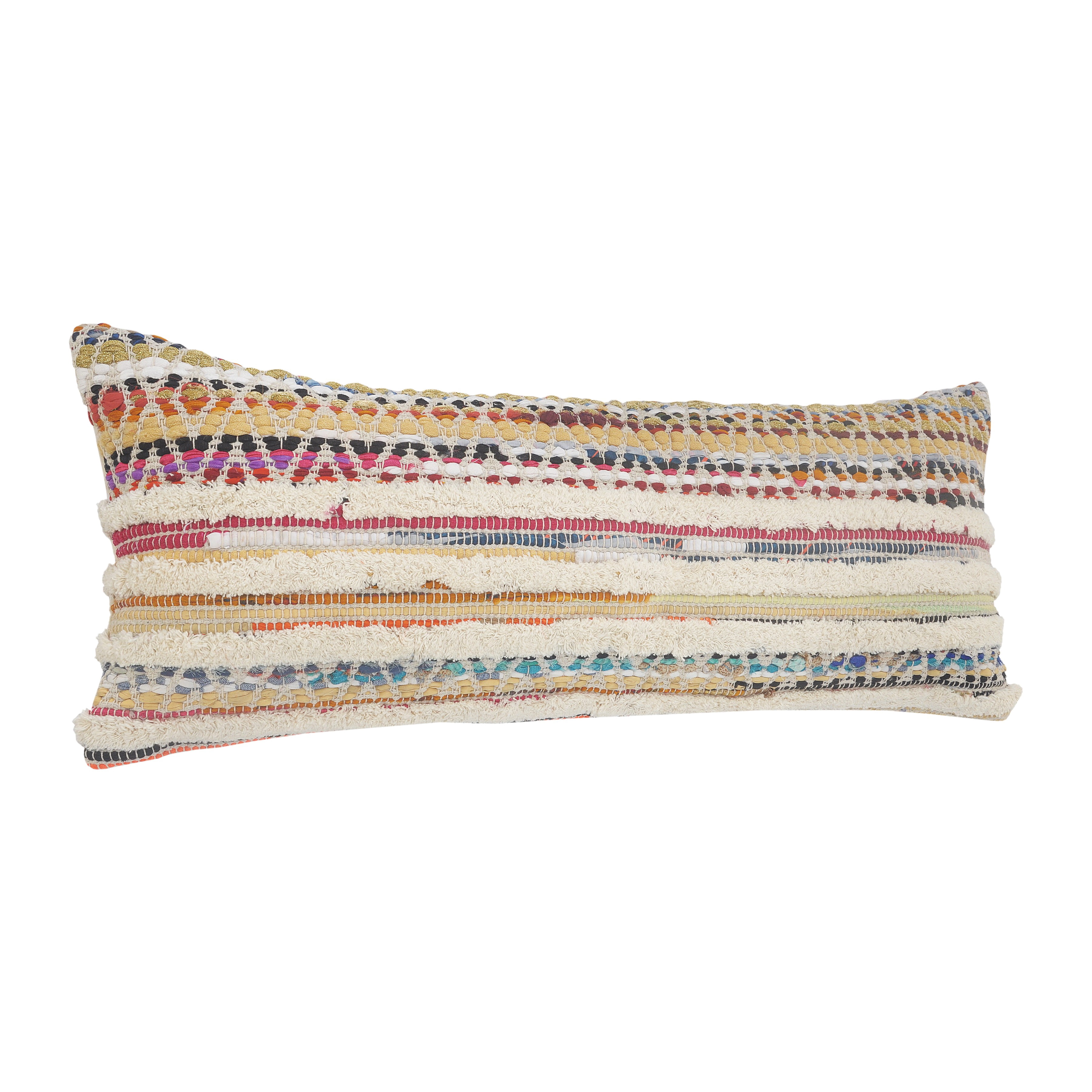LR Home Nomad 14" x 36" Rainbow Striped Cotton Adult Decorative Throw Pillow