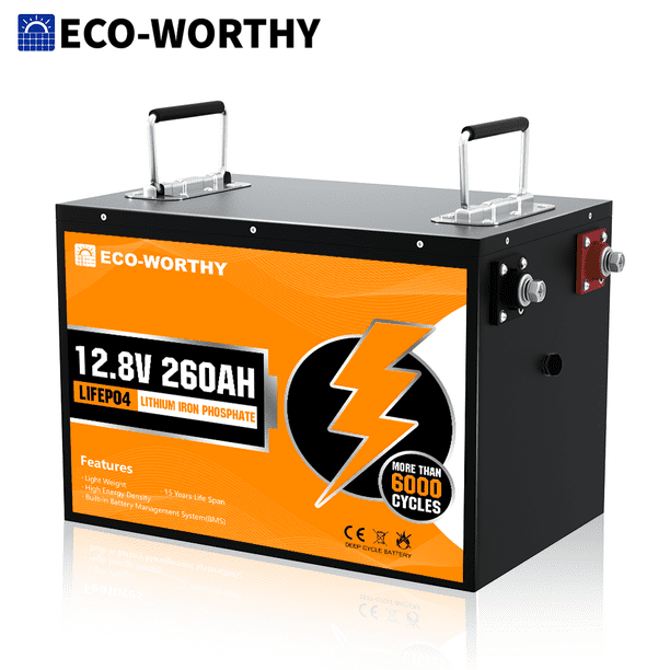 ECO-WORTHY Pack 2 Baterías LiFePO4 12V 280Ah - ¡Con Bluetooth Y Protección Total! Ideal Para Caravanas, Barcos Y Energía Solar