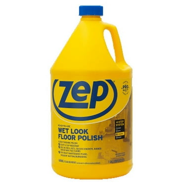 Zep Professional Wet Look Floor Polish Indoor Commercial Floor Cleaners, Mild Ammoniacal, 128 oz