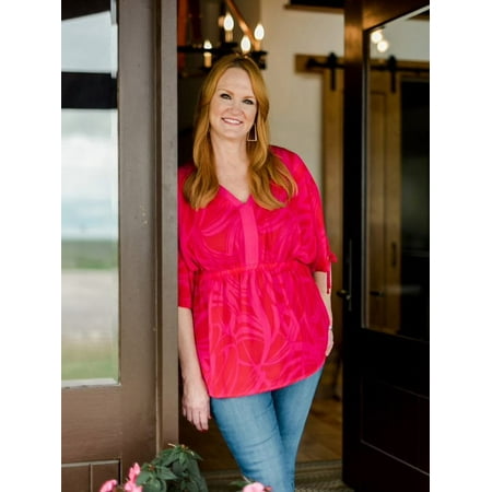 The Pioneer Woman Tie Dolman Sleeve Crepe Blouse