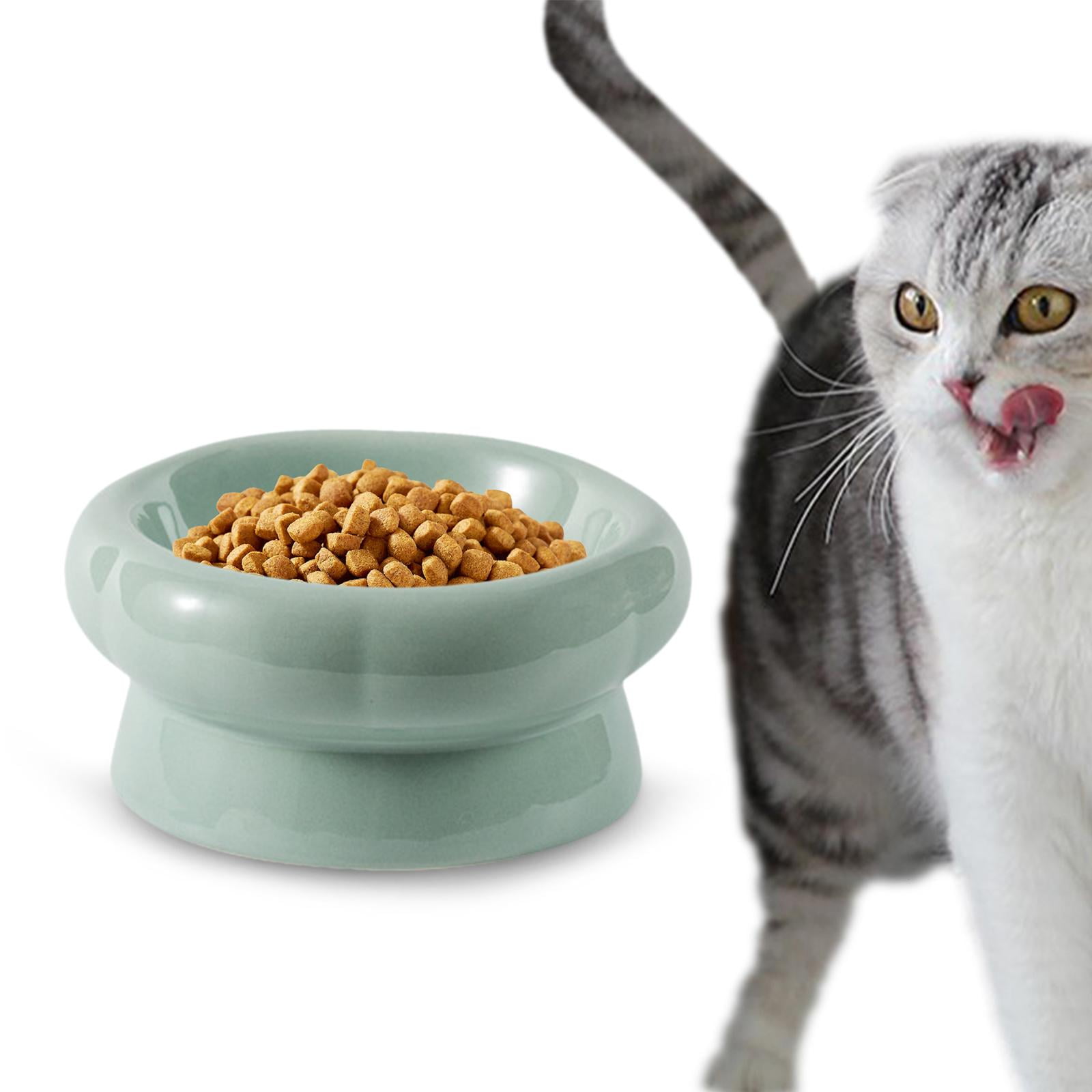 Cat Food Bowl Ceramic Cat Bowl Protect Bibs From Pets Stable Non-slip Snack Bowl 180ML