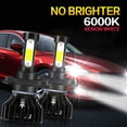 thumbnail image 3 of 9003 H4 LED Headlight Bulbs Kit Hi/Lo Beam 6000K 60W 10000LM White IP67 Waterproof, 2 Bulbs, 3 of 10