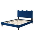 thumbnail image 4 of Platform Bed Frame, Full Size, Blue Navy, Velvet, Modern Contemporary, Bedroom Master Guest Suite Room, 4 of 12