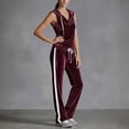 thumbnail image 7 of MLCDZ Women's Velvet 2 Piece Set Elegant V Neck Hooded Sleeveless Top and Elastic Waist Loose Fit Pants with Pockets Jogging Sets Velour Tracksuit 2000s, 7 of 7