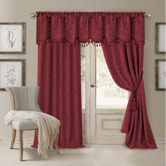 Elrene Home Fashions Mia Jacquard Scroll Blackout Window Curtain, Gold, 52" x 84"