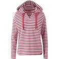thumbnail image 3 of HAPIMO Rollbacks Sweatshirt for Women Drawstring Pullover Tops Striped Color Patchwork Long Sleeve Relaxed Fit Womens Hoodie Sweatshirt Teen Girls Clothes Red M, 3 of 3