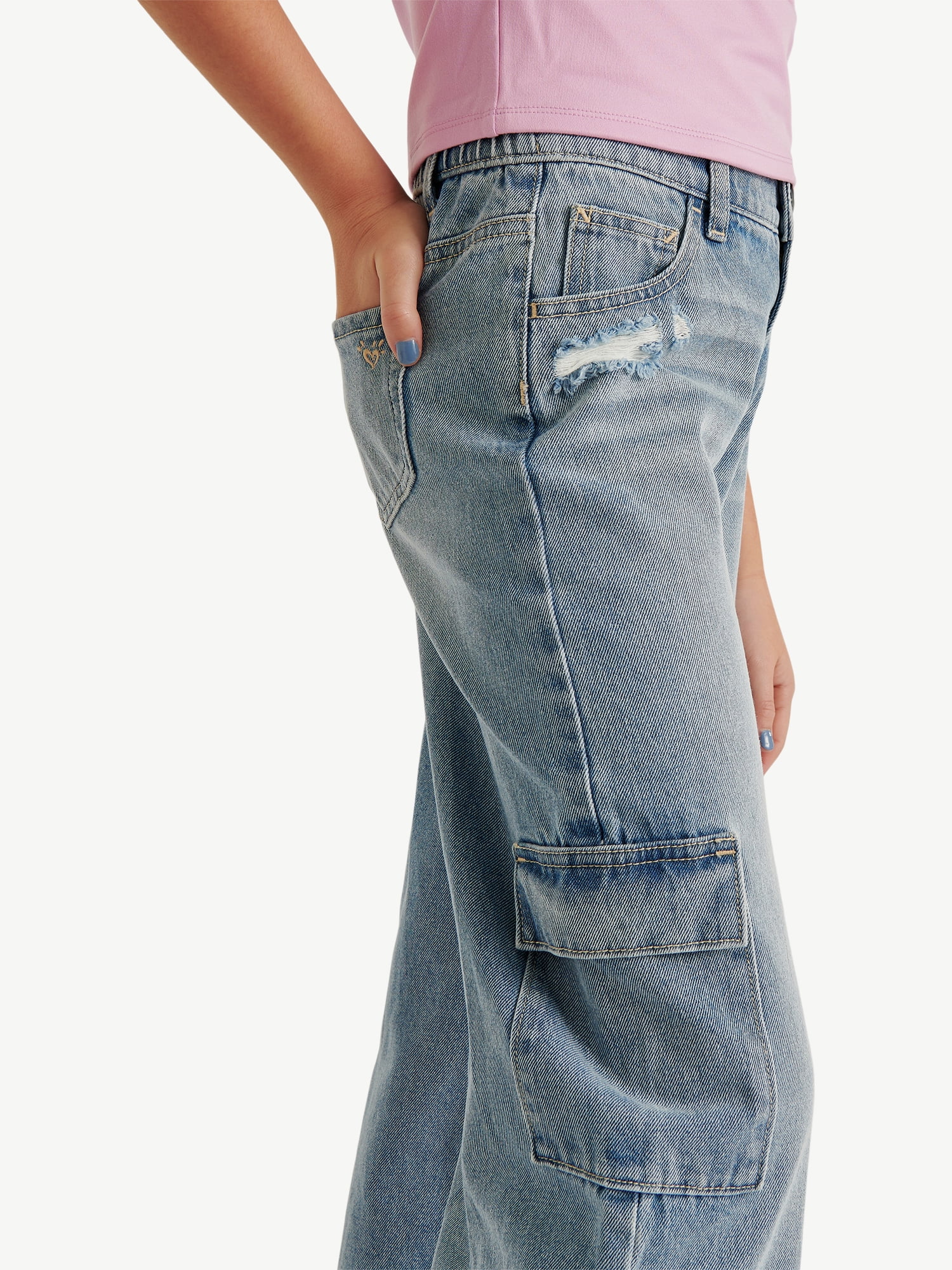 Justice Girls Wide Leg Cargo Jeans, Sizes 6-18, Slim & Plus