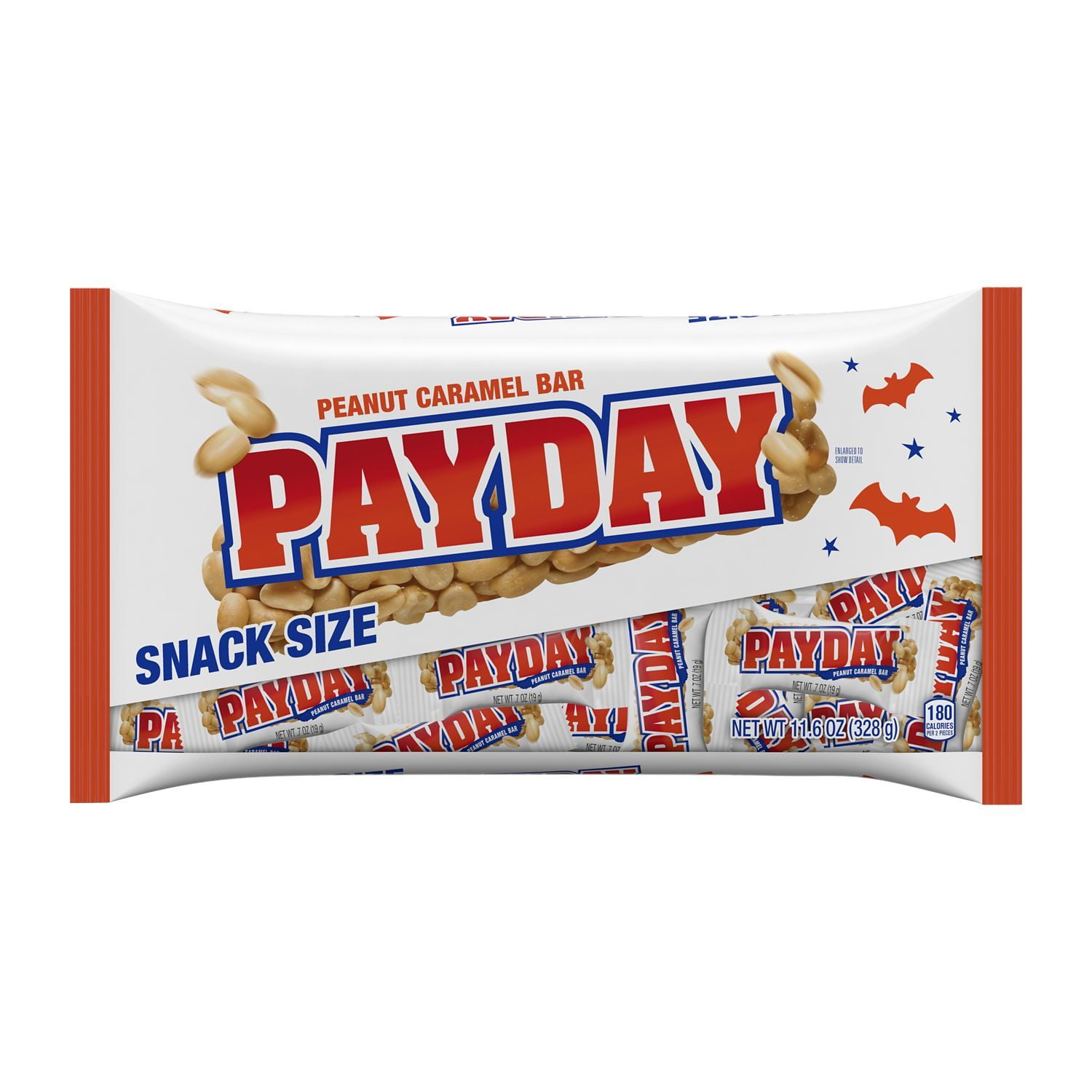 PAYDAY, Peanut Caramel Snack Size Candy Bars, Halloween, 11.6 oz, Bag