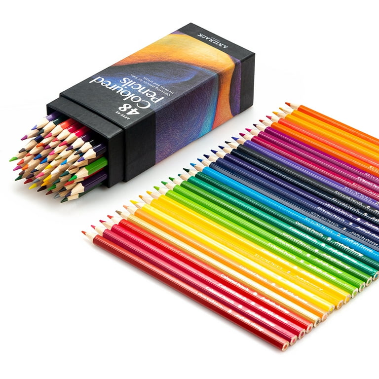 Heshengping 48 Color Colored Pencils Set for Coloring Books with 3