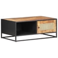 thumbnail image 1 of vidaXL Coffee Table 90x50x35 cm Rough Mango Wood and Natural Cane, 1 of 5
