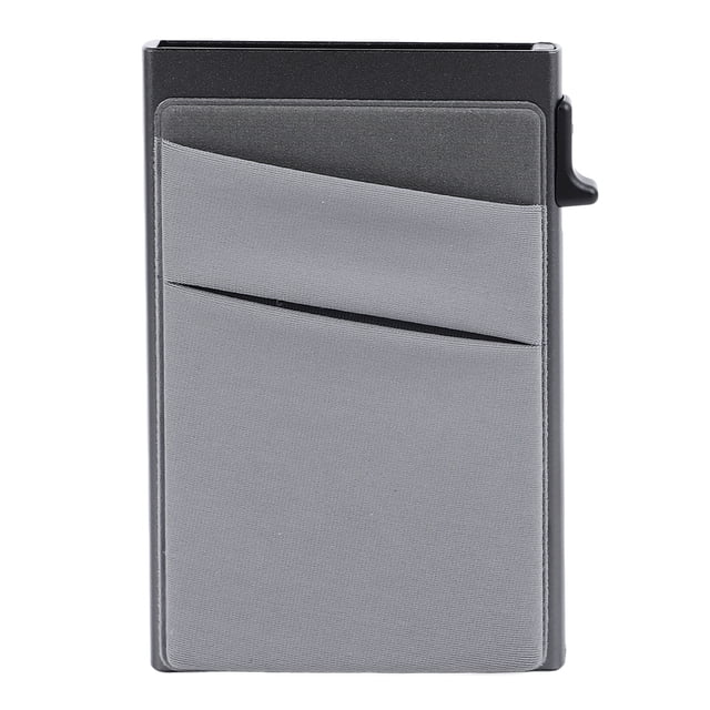 Cartera delgada para hombre con tarjetero de protección segura, tarjetero de aleación de aluminio con presión lateral, funda delgada minimalista, color gris, tamaño libre