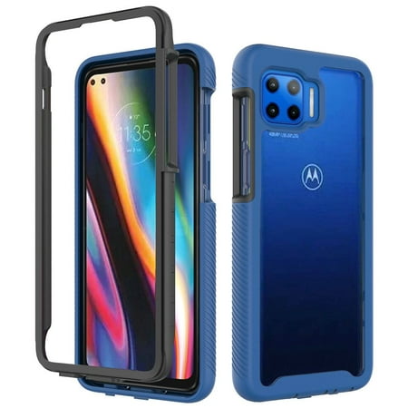 For Motorola Moto One 5g Moto G 5g Plus Strong Bumper Shockproof Transparent Case Cover - Clearblue