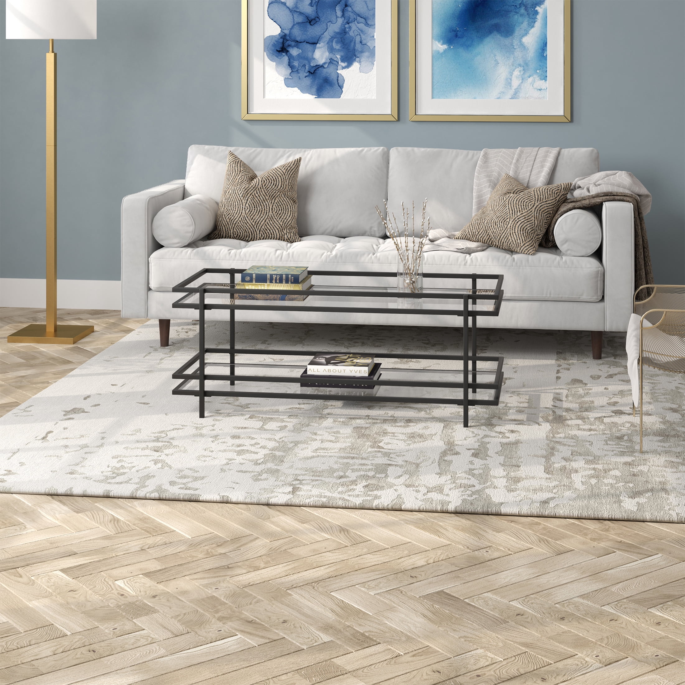 Evelyn&Zoe Robillard 45" Wide Rectangular Coffee Table in Blackened Bronze